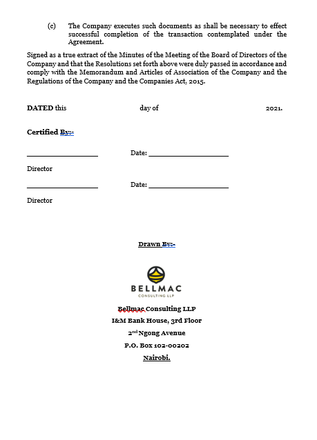 Board Resolutions where a Company is selling its Property document preview