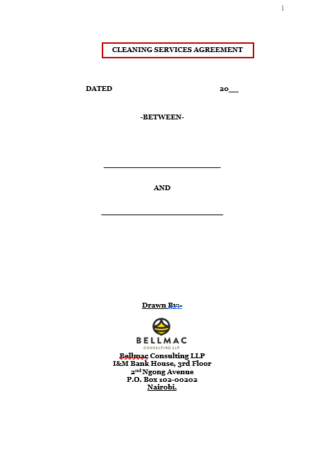 Cleaning Services Agreement document preview