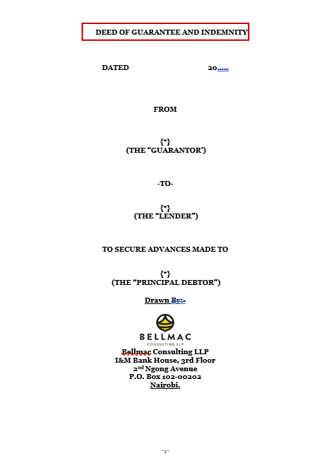 Corporate Deed of Guarantee in favour of a Company document preview