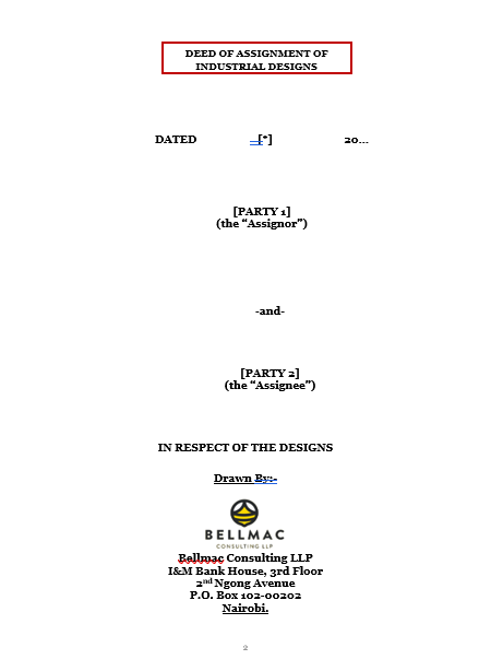 Deed of Assignment of Industrial Designs (Absolute) document preview