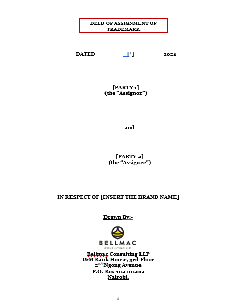 Deed of Assignment of Trademark (Absolute-pro-assignee) document preview
