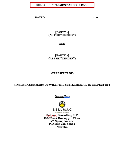 Deed of Settlement and Release (Pro Debtor) document preview