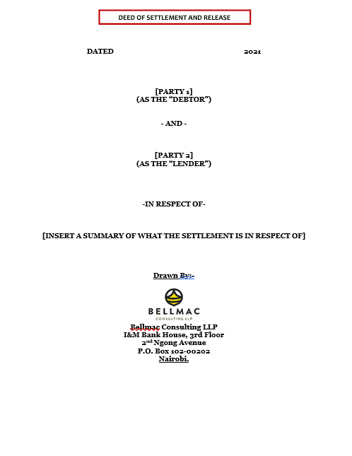 Deed of Settlement and Release (Pro Lender) document preview