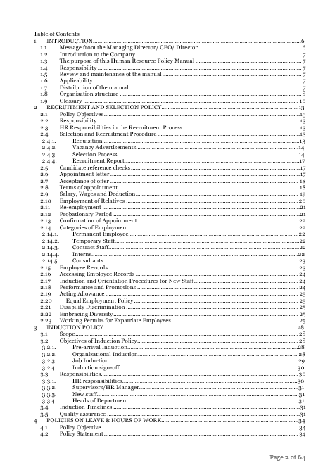 Human Resource Policies document preview