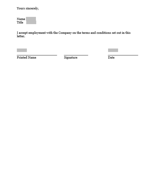 Letter of Offer - Paid Intern document preview