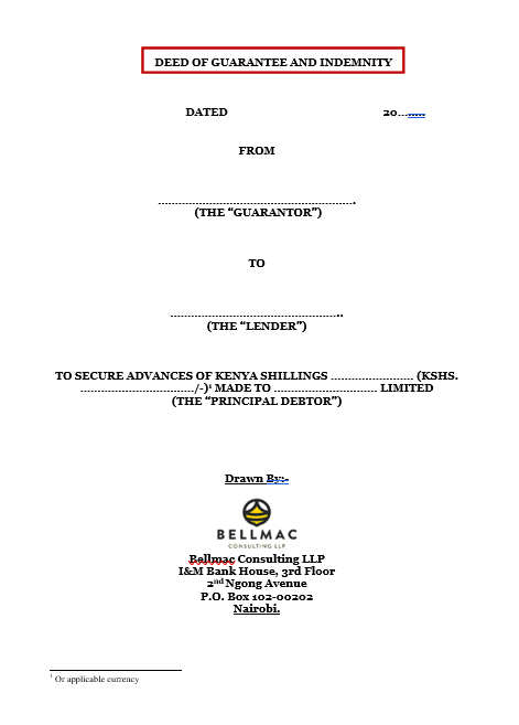 Personal Deed of Guarantee and Indemnity-in favour of a Company document preview