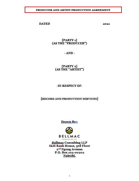 Producer and Artist Production Agreement document preview