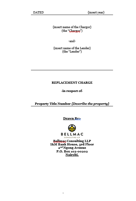 Replacement Charge one Chargor and one Chargee document preview