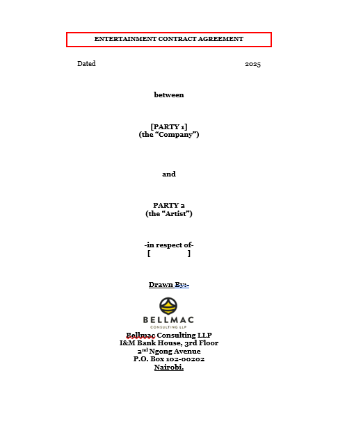 Standard Entertainment Agreement document preview